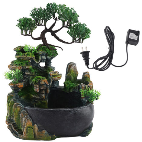 Fontaine de bureau cascade petite rocaille humidificateur décoration de bureau à la maison prise américaine 110 V (1/5)
