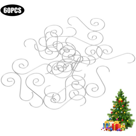 Crochet à usages Multiples, Forme de S Crochets décoration de Support d'arbre de Noël 60pcs(Argent) (1/5)