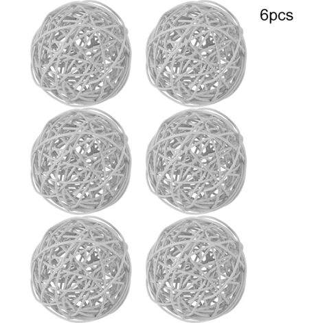 Boules de rotin en Osier, Ornement Artisanat Accessoires de Photographie Boules en Osier 6 pièces pour la décoration de Noël de fête de Mariage(Argent) (1/5)