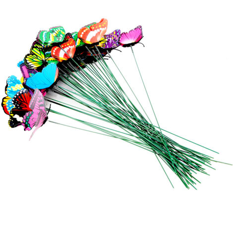 50 PCs Simulation Papillon Jardin Décoration Coloré En Plastique Cour Pelouse Décor Extérieur (7cm) (1/5)