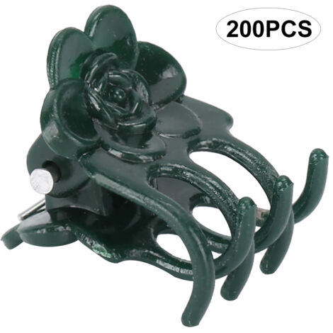200 Pcs Belle Rose Forme Plante Clip Jardin Fleur Tiges Support Clips Outil De Fixation Accessoire Vert