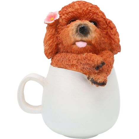 Ornement de chien en résine synthétique, tasse originale, artisanat, décoration de jardin pour la maison, marron (1/5)