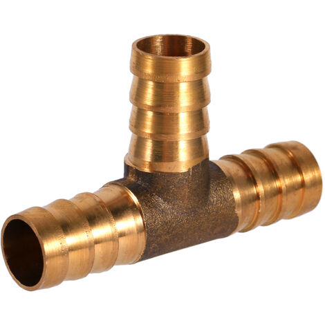 Pièce en T en laiton 3 voies connecteur de menuisier de tuyau de carburant 12mm pour tuyau de gaz d'huile à Air comprimé (1/5)