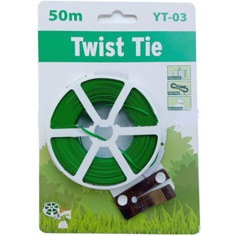 Cravate torsadée pour plantes, 50m/164 pieds, en plastique et fer, pour jardinage, fil vert pour fleurs, Support fixe pour plantes