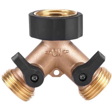 Adaptateur de robinet d'eau en laiton, 2 voies en forme de Y, connecteur de tuyau 3/4, irrigation de jardin (norme américaine) (1/5)