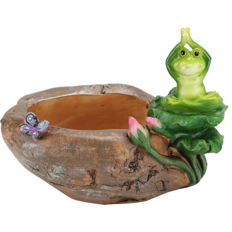 Mini Pot de fleurs en résine, Animal de dessin animé, décoration de bureau, plante succulente, ornement grenouille Yoga (1/5)