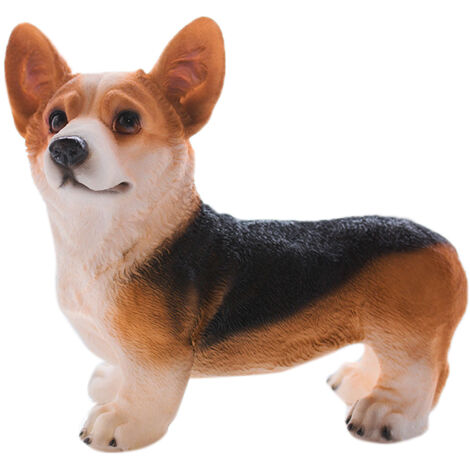 Statue de chien Style mignon vif petit ornement de Corgi en résine compacte pour jardins intérieurs bureaux noir (1/5)