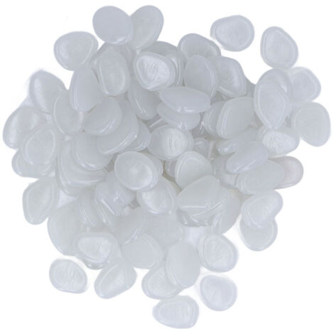 Pierres lumineuses d'extérieur, galets lumineux fluorescents colorés pour jardin sombre, cour, allée, sentiers de jardin, 100/sac blanc