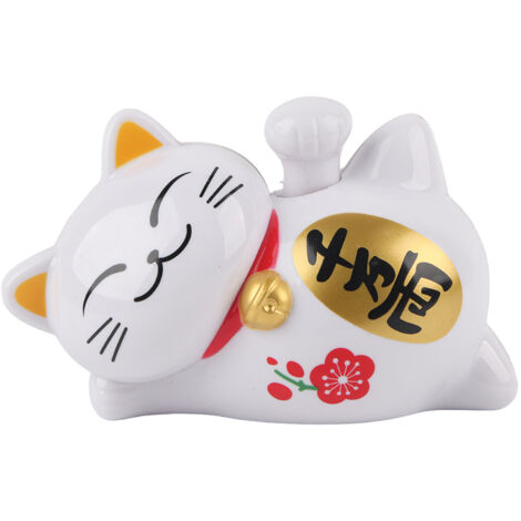 Accessoires de voiture pour chat porte-bonheur, adorable, paresseux, couché, agitant, faisant signe de fortune, alimenté à l'énergie solaire (2) (1/5)