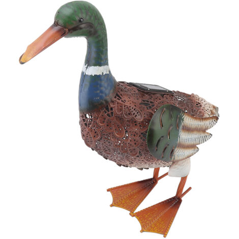Statue de canard en fer décoration animale peinte étanche avec lumière LED solaire pour cour de pelouse de jardin (1/5)