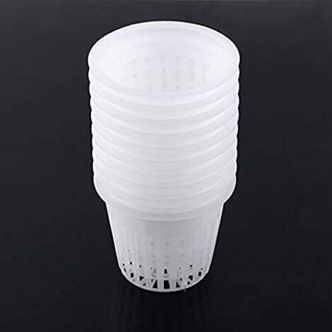 Filet de Pot de Maille de Plantation hydroponique, Paquet de 10 Tasse de Culture de Plante de Jardin de Panier en Plastique (Blanc) (1/5)