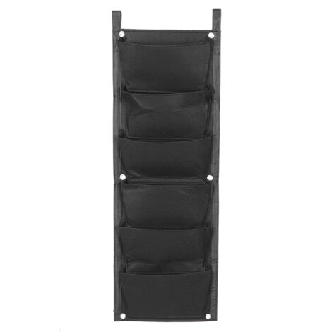 6 poches verticales plantes cultiver sacs conteneur tenture murale jardinière pour extérieur GardenBlack (1/5)