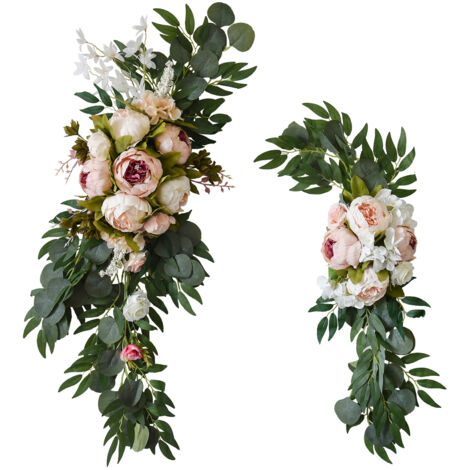 Fleur Artificielle Frise Couronne Arc Rond Mariage Romantique Couronne Artificielle Arc Rond Mariage Arc Simulation Pivoine (1) (1/5)