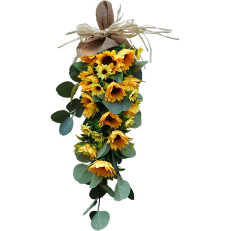Tournesol Artificiel Décor à la Maison Guirlande avec Nœud Papillon pour Extérieur Intérieur Fête de Mariage Vacances Printemps et été Décoration de la Maison (A) (1/5)