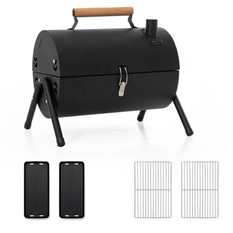 Barbecue à charbon de bois Portable sans fumée, Double face en métal, pour Camping, pique-nique, fêtes, noir (1/5)