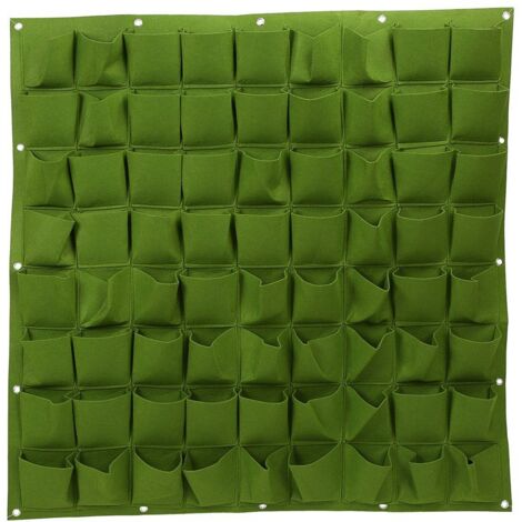 72 Poches Sac à Plantes Mural en Feutre Sac de Plantation Vertical Pot de Fleurs Mural Décoration pour Jardin Balcon Sacs de Jardinière Accrochante(Green) (1/5)