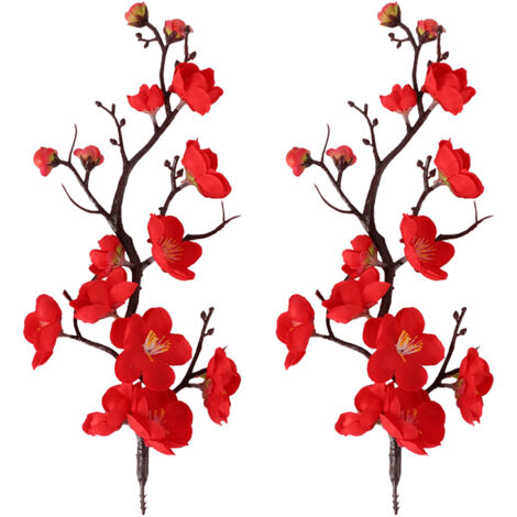 Branches de Fleur de Prunier à Tige Lue en Fausses Fleurs Artificielles pour la Décoration de Table de Mariage à la Maison Décor de Fête de Bureau (C)