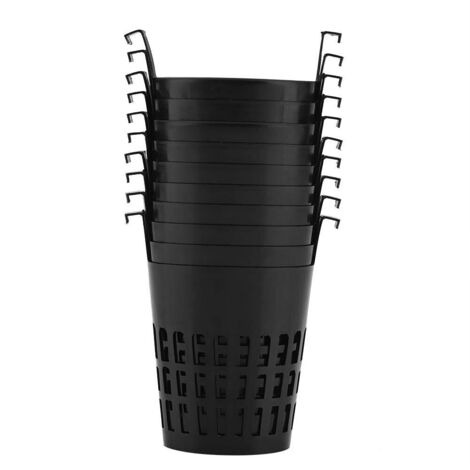 Paquet de 10 Tasses en Filet de Jardin en Filet, Panier de Plantation en Plastique avec Crochet pour Culture hydroponique, aéroponie, orchidées (Noir) (1/5)