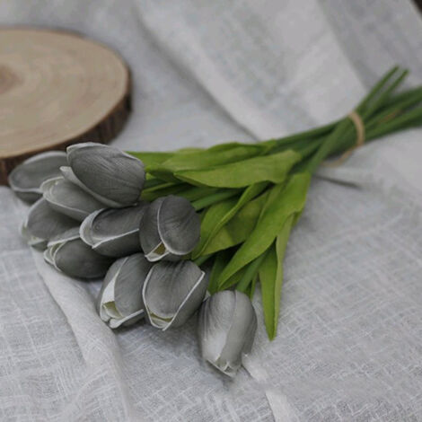 10 Bouquet de Poignée de Tulipes Vintage Européen, Bouquet D'arrangement de Fausses Tulipes pour la Décoration de Mariage de Bureau à Domicile (V) (1/5)