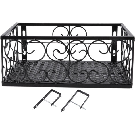 Support de pot de fleur de balcon tagère décorative de garde-corps de patio en fer épaissi avec dispositifs de retenue pour rebord de fenêtre Applicable à la balustrade de 6,5 cm / 2,6 pouces (1/5)