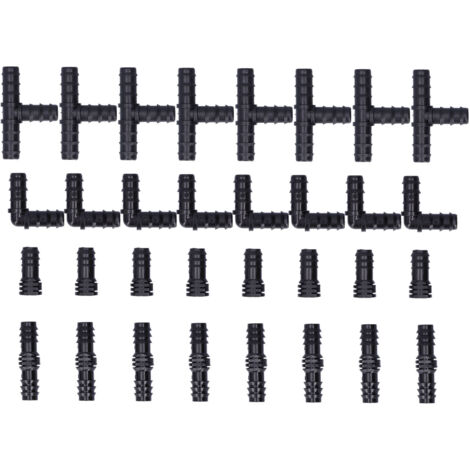 Kit de connecteurs en t d'irrigation goutte à goutte, ensemble de tubes 32 pièces/ensemble, système d'arrosage pour serre et jardin, 1/2 (1/5)