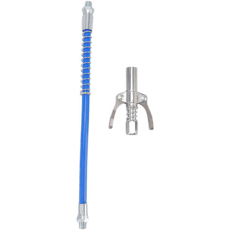 Coupleur d'outil de graisse Buse d'huile haute pression manuelle électrique Double pince de verrouillage Buse de graisse avec tuyau de 30,5 cm Filetage mle G1/8 Type A 9x6x1.8cm/3.5x2.4x0.7in (1/5)
