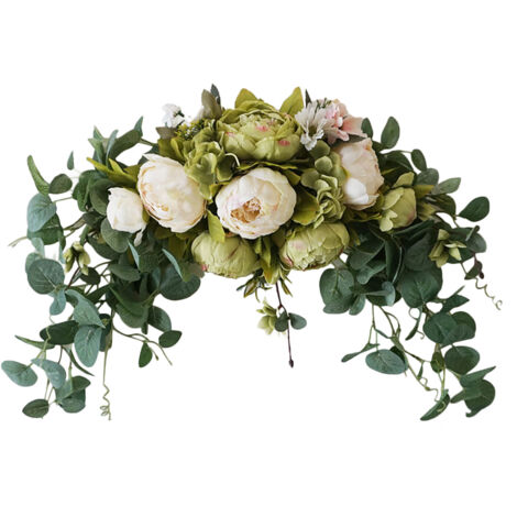 Guirlande de Fleurs Artificielles, Fausses Fleurs Florales Vignes Mur Verdure Guirlande pour Accrocher la Décoration de Porte Mariage Cérémonie Toile de Fond Arc Table (White)