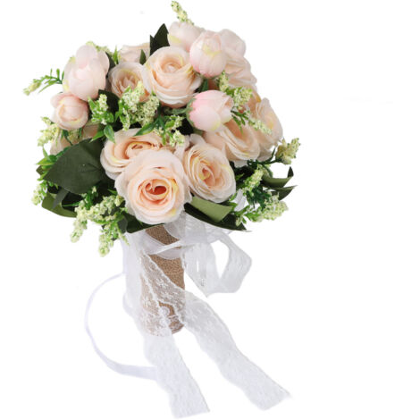 Tenant des fleurs Artificielle Réaliste Moderne légant Décoratif Bouquet De Mariée pour Mariage Photographie Champagne (1/5)