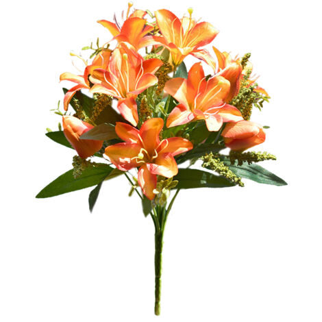 Bouquet de Lys Artificiel, Simulation de Fleurs au Toucher Réel, pour Bureau, Fête de Mariage, Décoration de Cuisine à Domicile (211206XU03-3)
