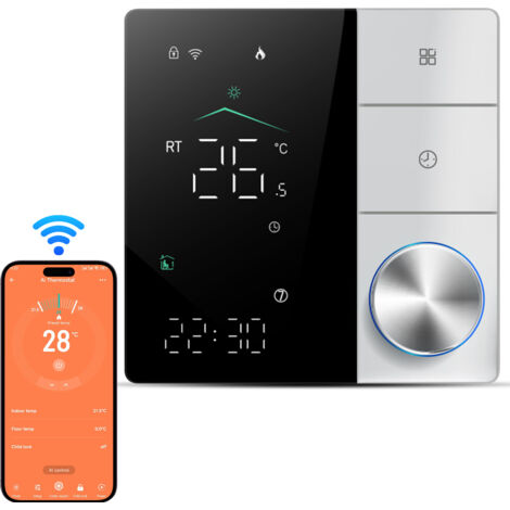 Thermostat intelligent pour le thermostat WiFi AC au sol électrique du sol électrique avec contrôle d'application AI Contrôle du LED Écran tactile numérique et bouton réglable Économie d'énergie brico (1/5)