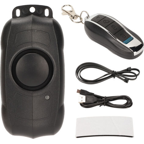 Alarme de vélo sans fil IP55, étanche, antivol, 113db, Rechargeable, Vibration, avec télécommande, pour la maison, noir (1/5)