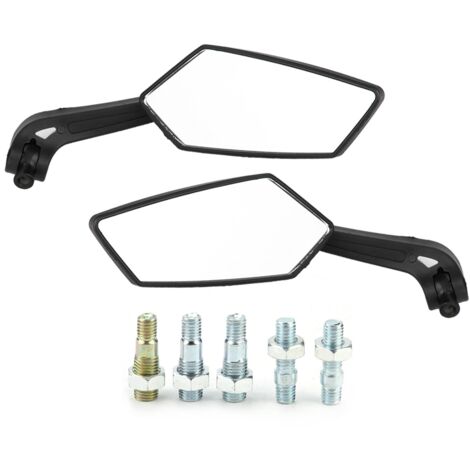 Lot De 2 Rétroviseurs Moto Rétro Barres Noires 10mm - Aluminium Et ABS - Gauche Et Droite