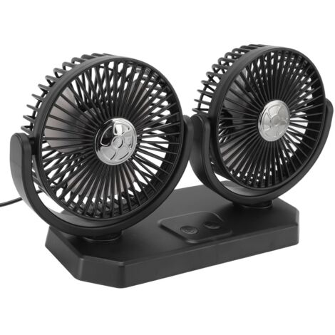 Ventilateur de Voiture 12 V, Double Tête de Ventilateur de Voiture USB, Ventilateur Portable à Double Tête pour Voiture, Camion, Camionnette, SUV, Camping-Car, Bateau, Maison (1/5)
