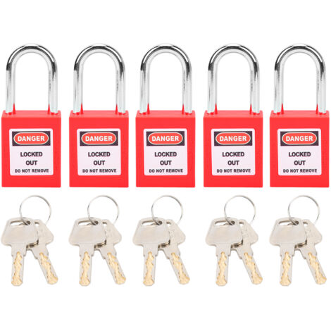 5 ensembles de verrouillage de verrouillage de 38mm, isolation LOTO en Nylon PA en acier pour le transport logistique de l'énergie nucléaire rouge (1/5)