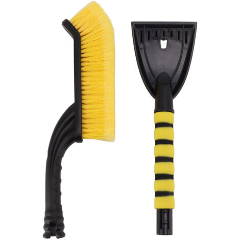 Brosse à neige Grattoir à glace détachable Outil de déneigement avec poignée ergonomique en mousse pour voitures camions Jaune Noir (1/5)