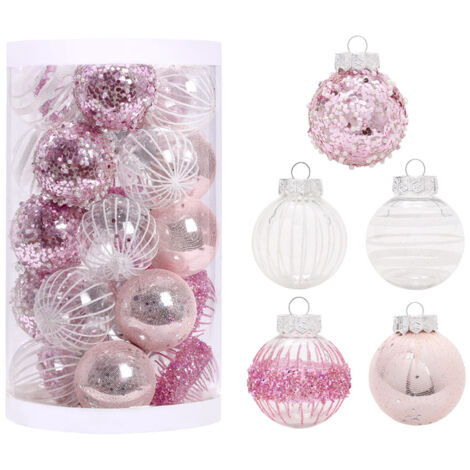 Lot de 25 Boules de Noël en Plastique Robuste Décoration de Noël intérieur extérieur Décoration pour Sapin Rouge,6CM (1/5)