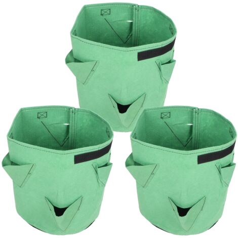 3pcs 6-holes Strawberry Planting Bag Felt Garden Plant Grow Bags 26L / 7Gallon Green (1/5)