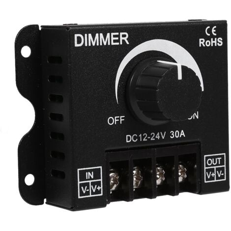 Interrupteur de Gradation à Large Plage, Interrupteur ON/OFF avec boîtier en aluminium noir, Gradateur Maxi 30A, Contrôleur de Commutation pour la couleur simple de bande de LED (DC1224V) (1/5)