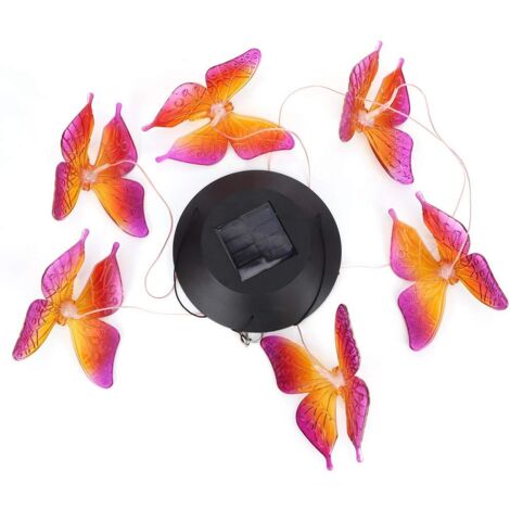 Lumière de carillons éoliens, lumière Solaire LED Intelligente pour Jardin(Papillons Peints Violets et Jaunes) (1/5)