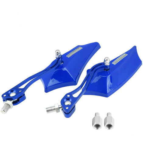 1 paire de rétroviseurs latéraux universels en alliage d'aluminium de scooter de moto de 10mm 8mm bleus