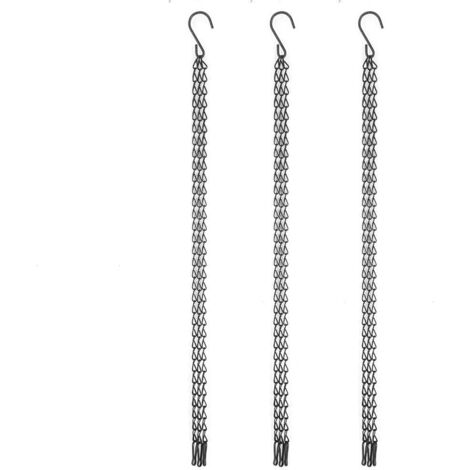 Chaîne suspendue 58,5 cm/23,03 pouces 14 kg Chaîne suspendue en fer durable avec support de charge + crochets Noir pour plantes en pot