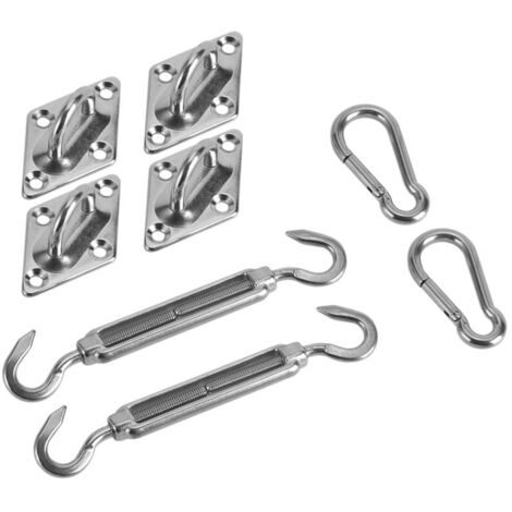 8pcs/Set d'Accessoires Complète de Kit de Fixation pour Voile d'ombrage Kit de Montage pour Voile Solaire en Acier Inoxydable Accessoires matériels d'ombrage (1/5)