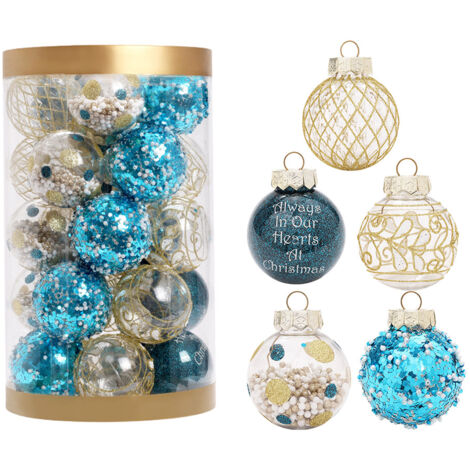 Lot de 25 Boules de Noël en Plastique Robuste Décoration de Noël intérieur extérieur Décoration pour Sapin Rouge,6CM,blue