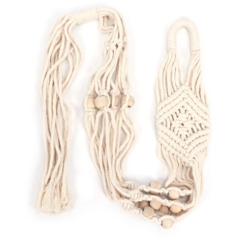 Cintre en coton à motif de corde en losange avec 12 perles suspendues porte-pot de fleur pour la décoration intérieure (1/5)