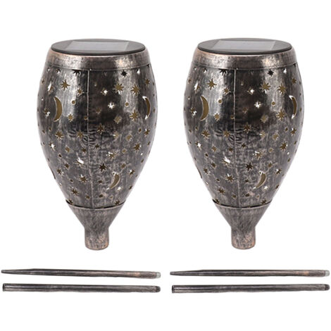 Lanterne solaire décorative 2PCS 5730LED Pathway Light IP44 Lampe d'insertion au sol étanche avec motif creux d'étoile de lune pour Walkway Backyard Landscape (1/5)