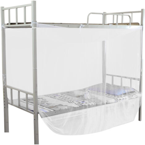 4 Corner Post Bed Canopy Moustiquaire Twin Full Queen Size Filet Blanc (90x190x150cm)
