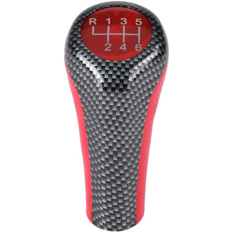 Tête de pommeau de levier de vitesse 6 vitesses en Fiber de carbone rouge pour BMW X1 X3 X5 E60 E61 E65 E83 E84 E90 E91 E92 (1/5)