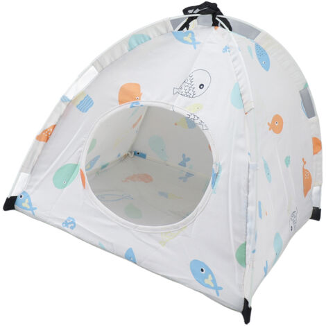 Tente pour animaux de compagnie Impression de bande dessinée Tentes de chat portables lavables détachables pour chats chiot petits animaux de compagnie (1/5)