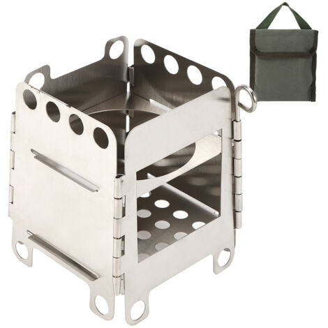 Poêle à Bois De Randonnée Pliable – Acier Inoxydable, Brûleur Camping, Neuf