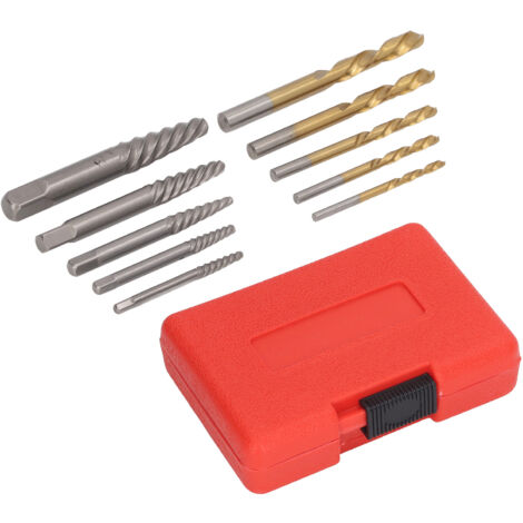 Ensemble de 10 extracteurs de vis, foret à gauche en alliage de cobalt et acier rapide, extracteur de boulons cassés avec adaptateur 1/4 pouce, pour un retrait facile des vis et écrous endommagés